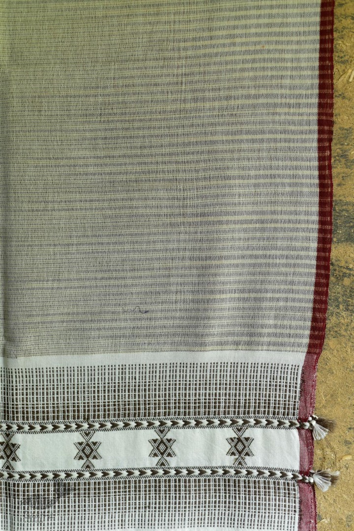 Handwoven Cotton Silk  bhujodi weaving stoles from kutch