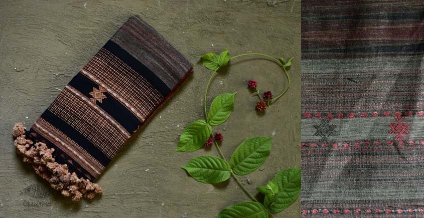 Handwoven Cotton & tussar silk bhujodi weaving stoles from kutch