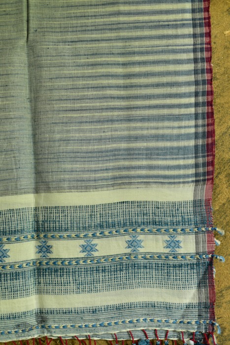 Handwoven Cotton linen bhujodi weaving stoles from kutch