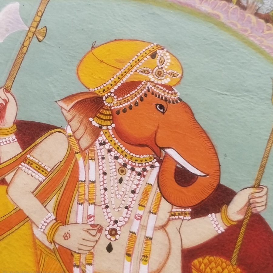 shop Miniature Painting - Ganesha With Riddhi Siddhi