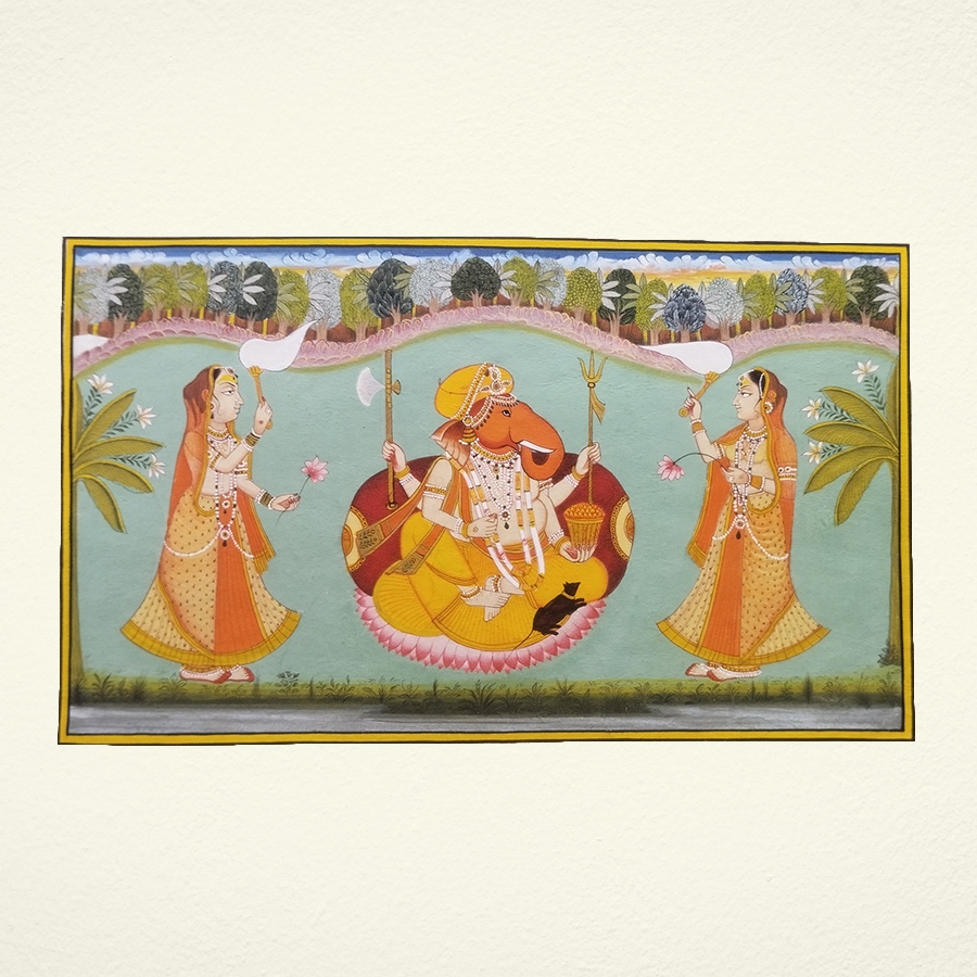 shop Miniature Painting - Ganesha With Riddhi Siddhi