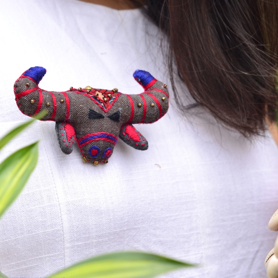 Shop Handcrafted Brooch Pin -Bos Taurus, The Bull Brooch Pin