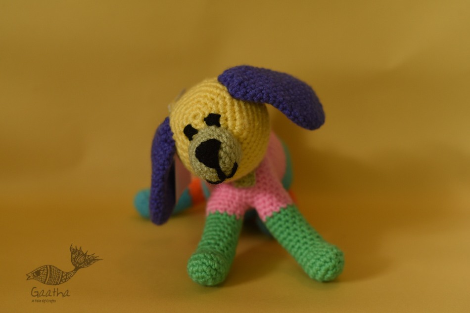 shop handmade Crochet toy -  Jazz colourful dog 