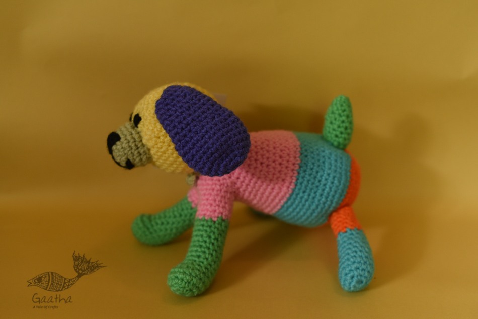 shop handmade Crochet toy -  Jazz colourful dog 