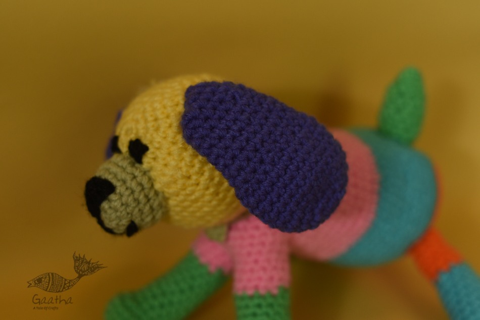 shop handmade Crochet toy -  Jazz colourful dog 