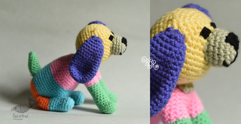 shop handmade Crochet toy -  Jazz colourful dog 