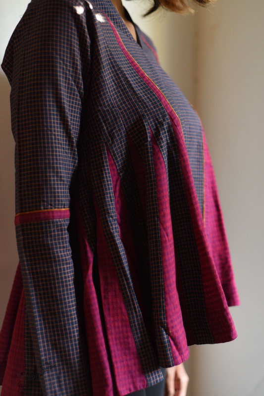 shop Handloom Cotton Checks A-line Short Top