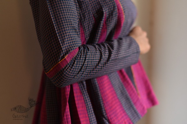 shop Handloom Cotton Checks A-line Short Top