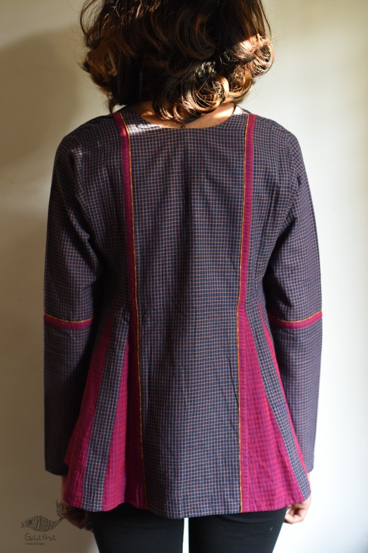 shop Handloom Cotton Checks A-line Short Top