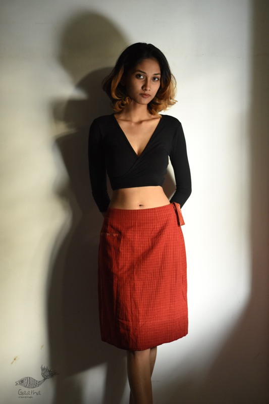 shop Handloom Cotton - Designer Wrap Around Skirt