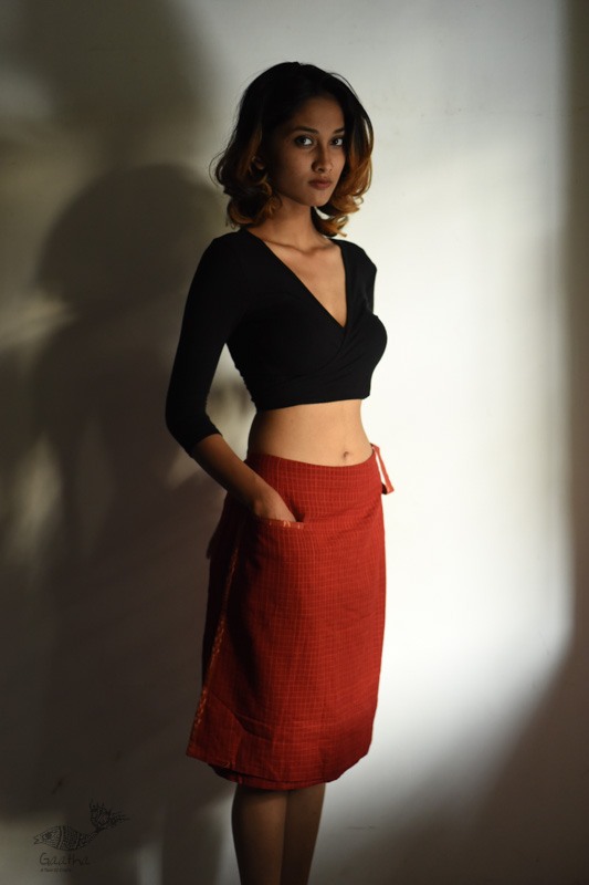 shop Handloom Cotton - Designer Wrap Around Skirt