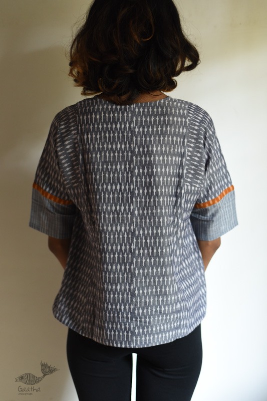 shop Handloom Cotton Grey top