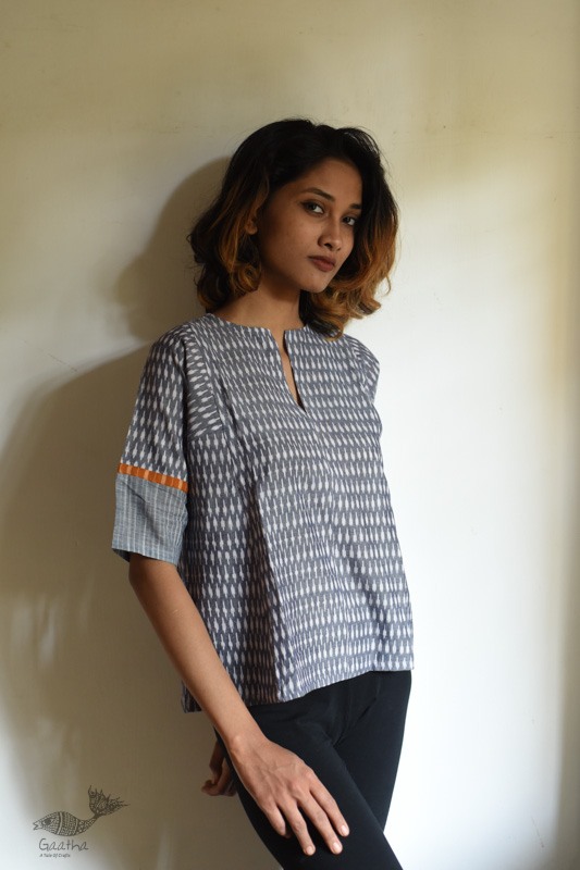 shop Handloom Cotton Grey top