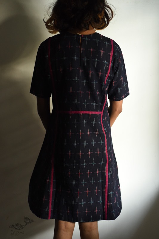 shop Handloom Cotton Ikat Designer Black Dress