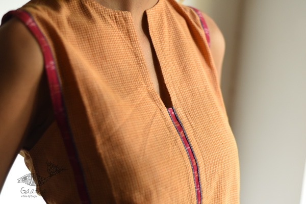 shop Handloom Cotton Ikat Designer  DressHandloom Cotton Designer Checks Brown Dress