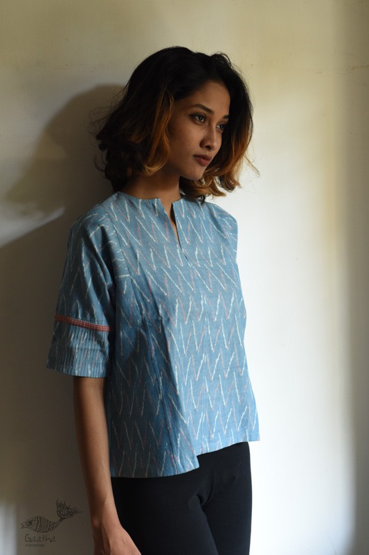 shop Handloom Cotton Ikat top