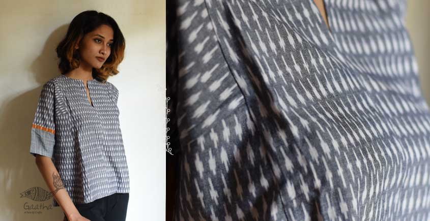 shop Handloom Cotton Grey top