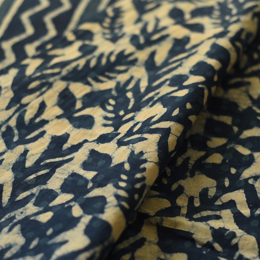 Exclusive Block Printed Cotton Dabu ~ Indigo Saree