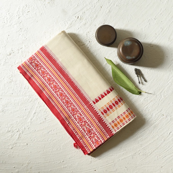 shop Begampuri Cotton Saree - Off White