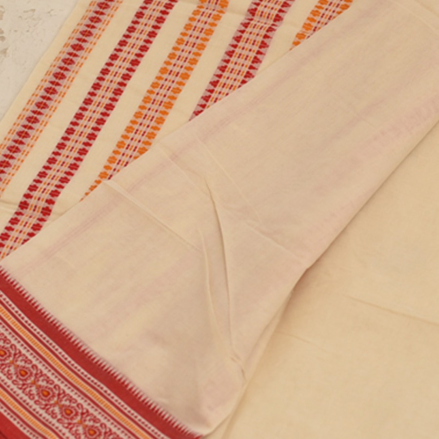 shop Begampuri Cotton Saree - Off White