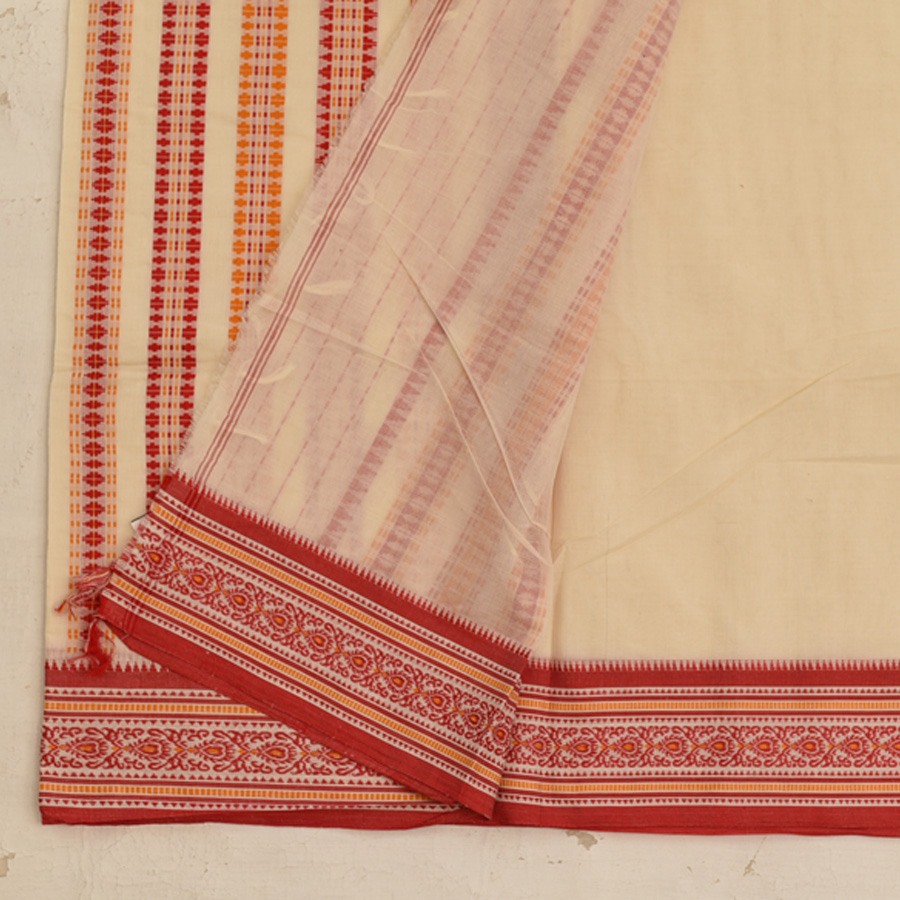 shop Begampuri Cotton Saree - Off White