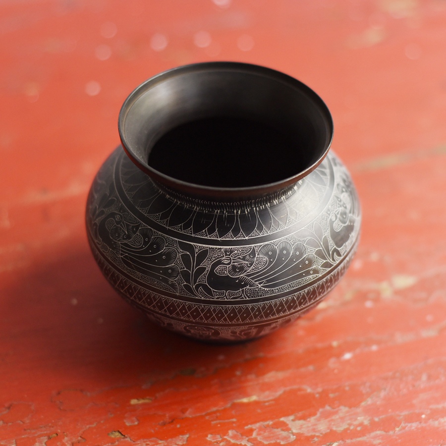 Brass Lota with Hand Carvings 