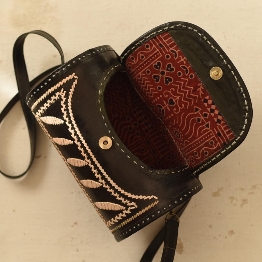 shop Kutchi Leather Sling Handbag - 