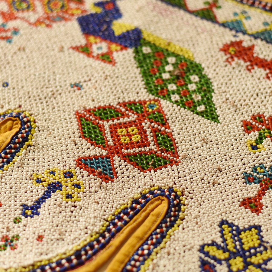 Gujrat Bead Work - Old & Antique Wall Hanging - Ganesh & Peacock