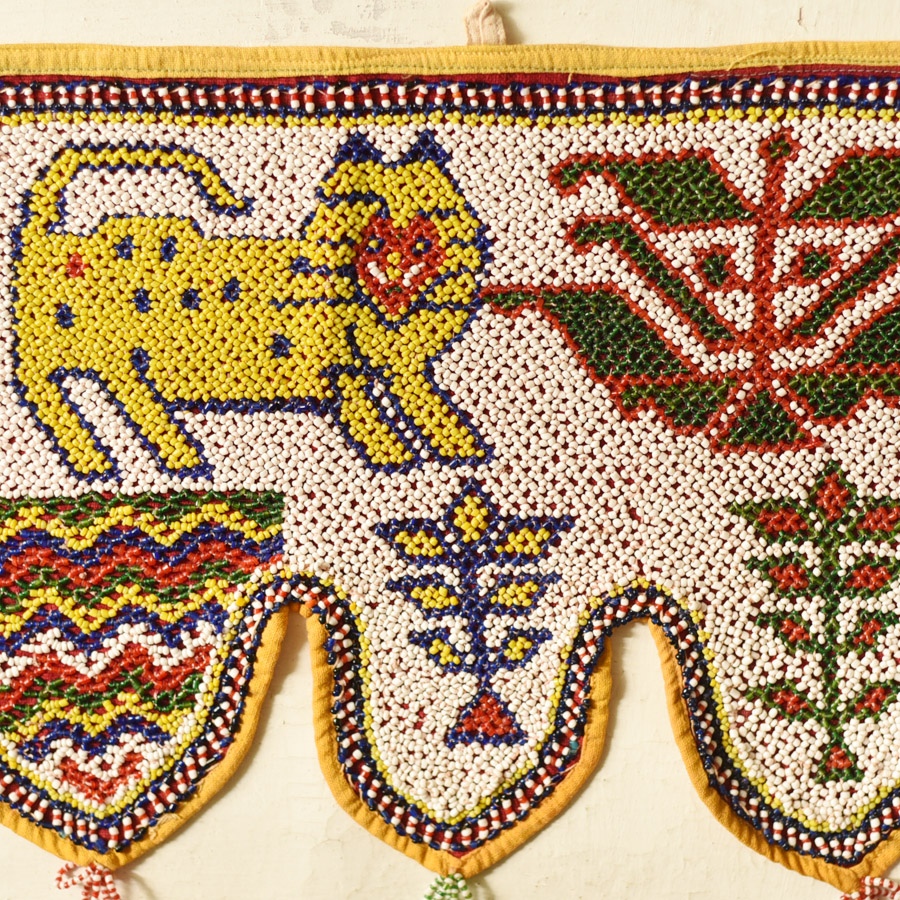 Gujrat Bead Work - Old & Antique Wall Hanging - Lion Motif