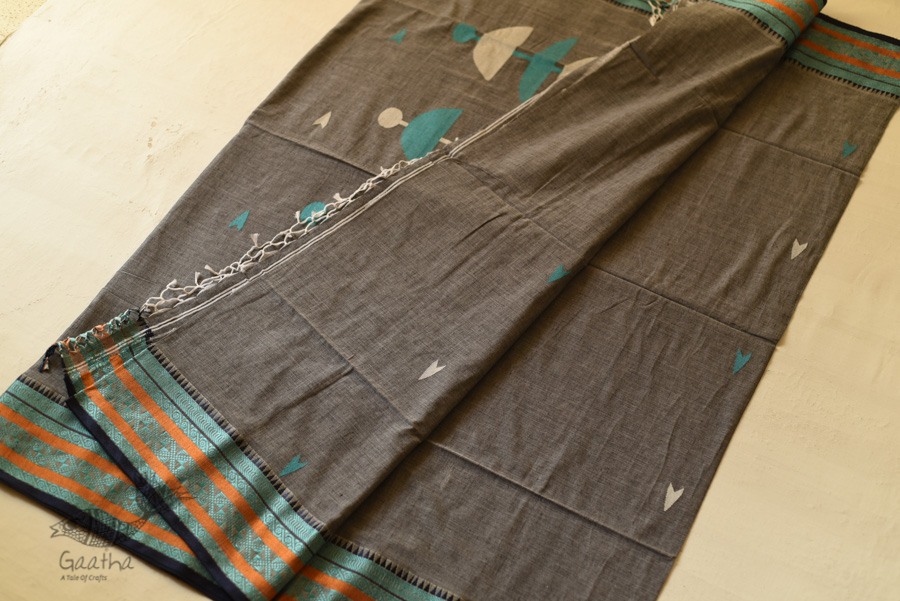 shop Handloom Cotton Saree - Woven Border