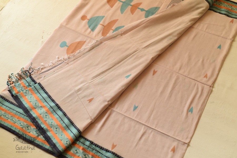 Handloom Cotton Off White Saree With Woven Border