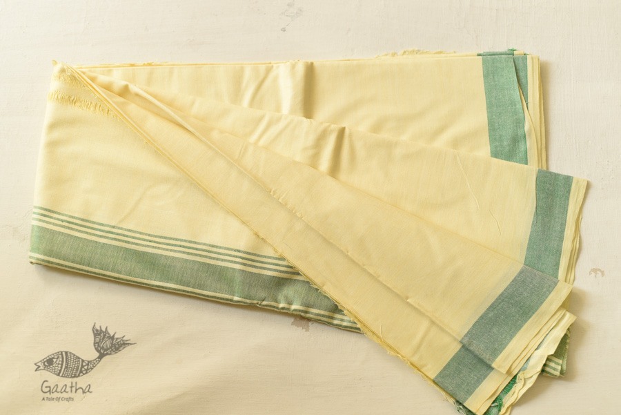 handwoven Cotton Dhoti & Khes Set - Yellow