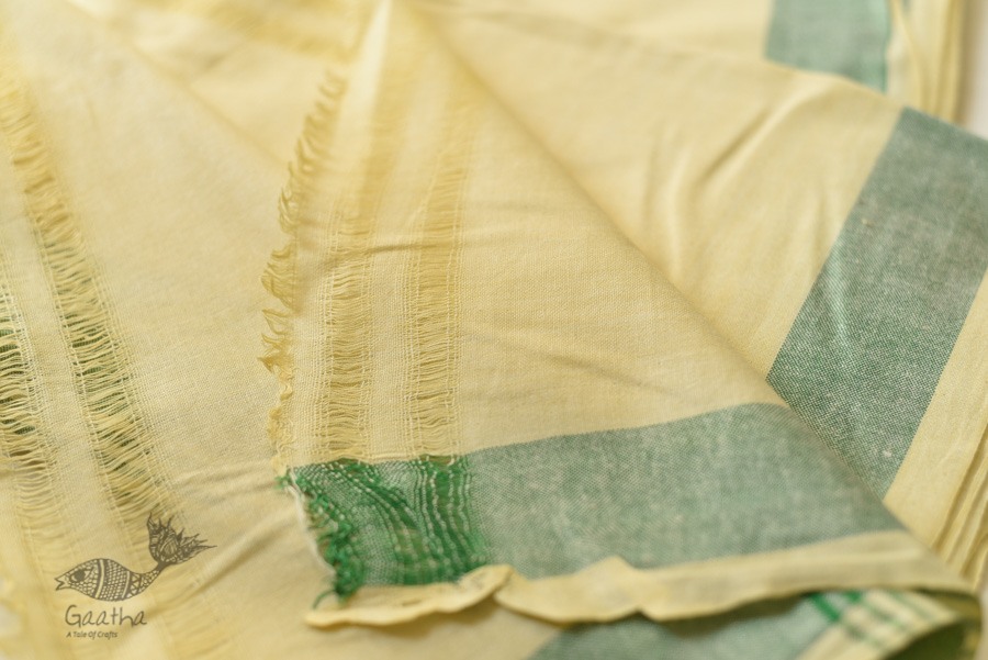 handwoven Cotton Dhoti & Khes Set - Yellow
