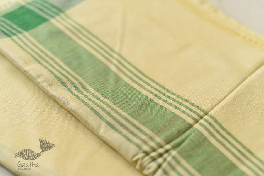 handwoven Cotton Dhoti & Khes Set - Yellow