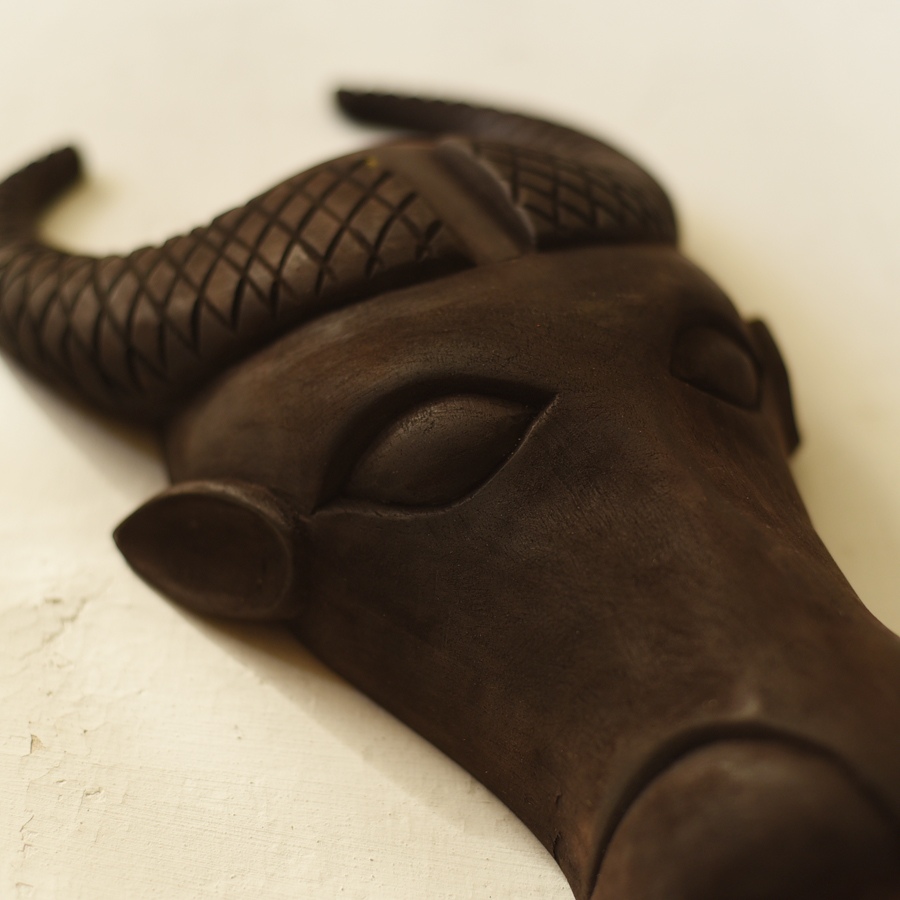 shop handmade wooden mask - Bull