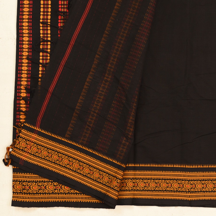 shop Begampuri Cotton Saree - Black