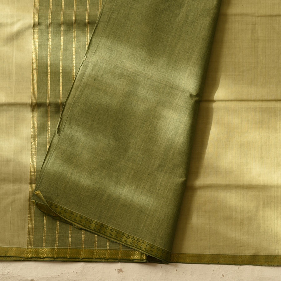 Handwoven cotton saree |Light Green  from Andhra Pradesh