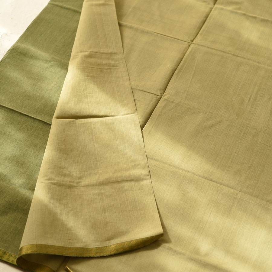 Handwoven cotton saree |Light Green  from Andhra Pradesh