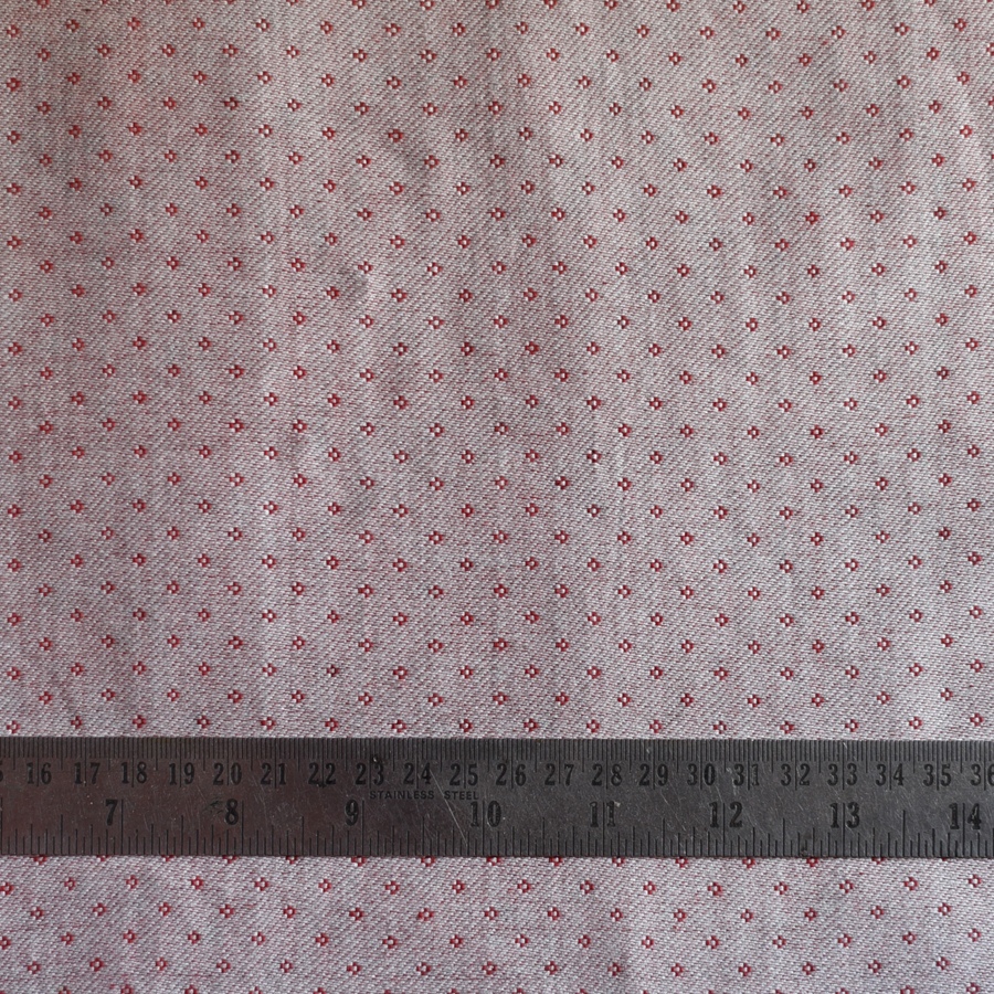 Hand Woven Fabric - Off White With Red Dots