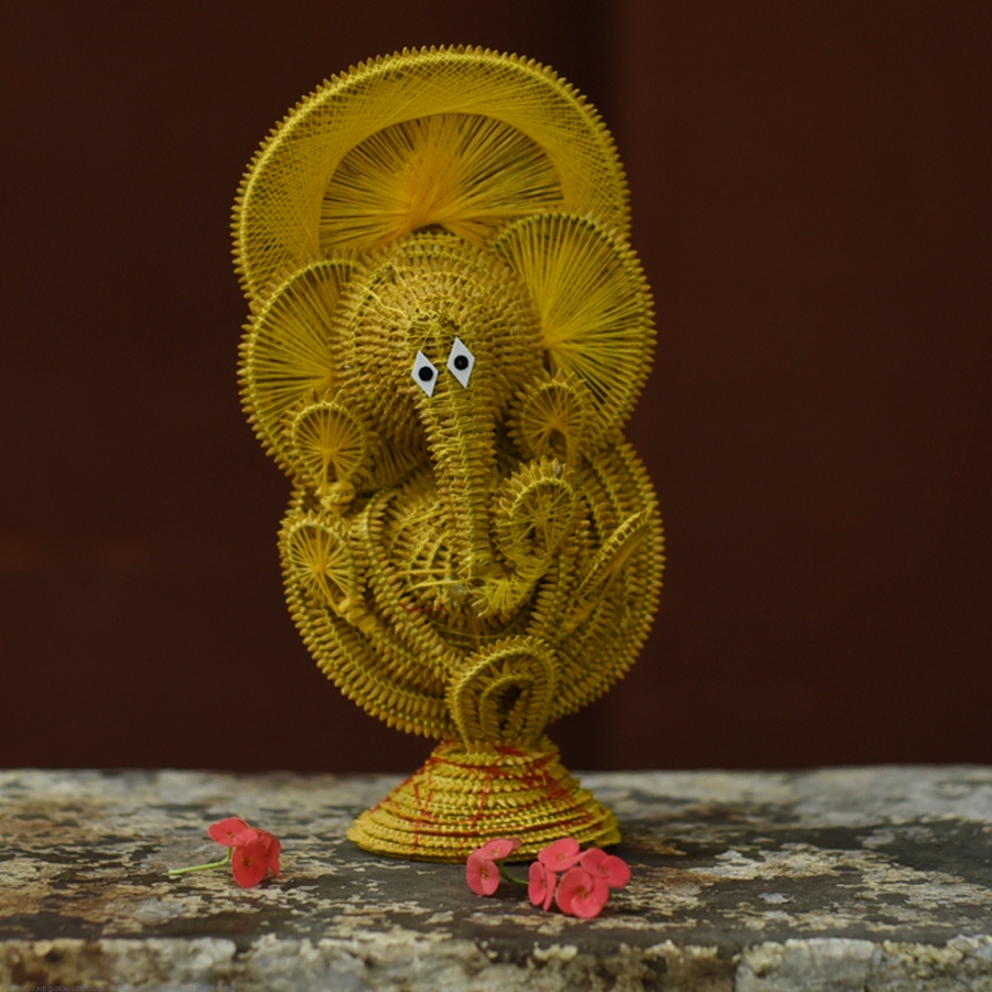 Shop Handmade dhaan murti - Paddy Craft | Ganeshji ( Yellow ) 