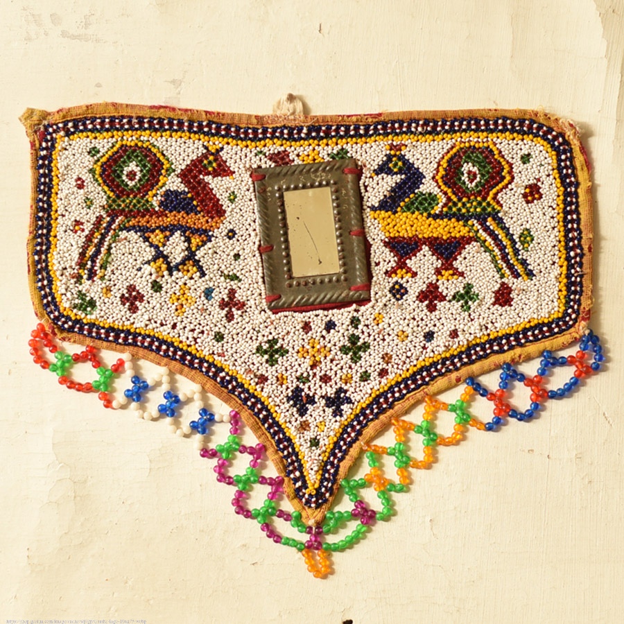Gujrat Bead Work - Old & Antique Wall Hanging - Peacock