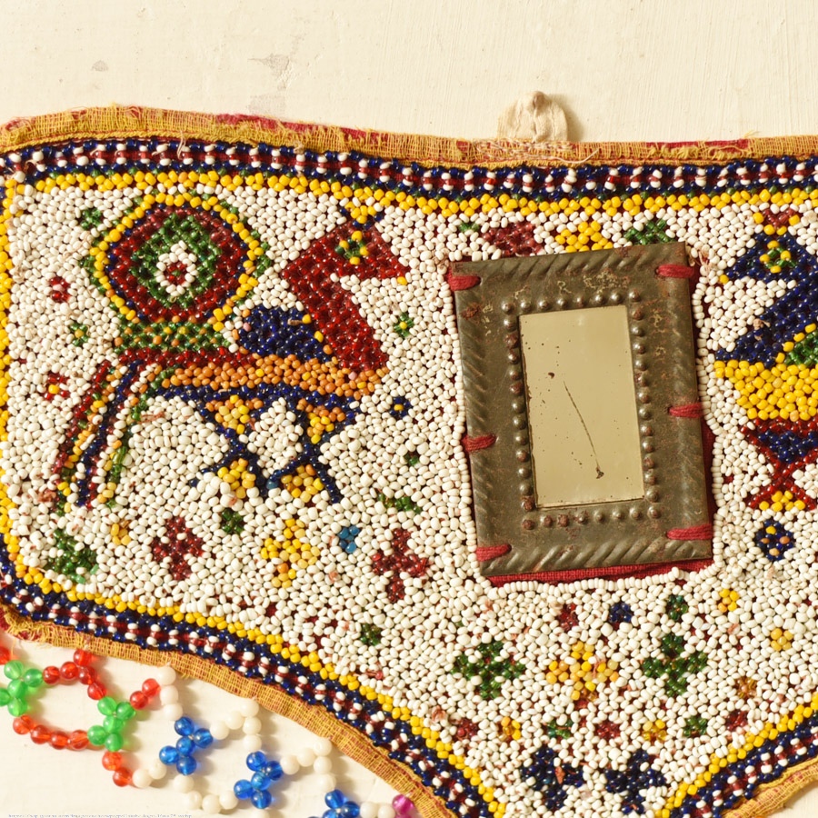 Gujrat Bead Work - Old & Antique Wall Hanging - Peacock