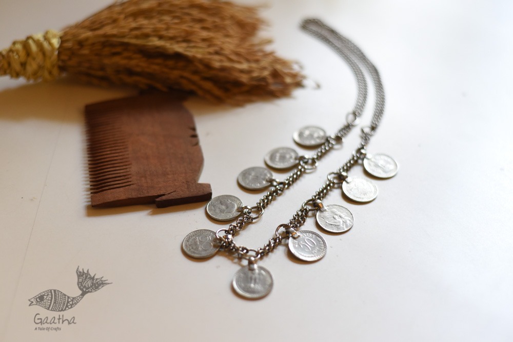 shop Handmade White Metal Vintage Jewelry - Coin Necklace