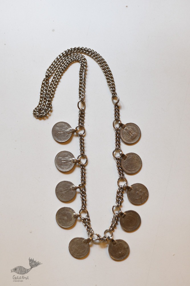 shop Handmade White Metal Vintage Jewelry - Coin Necklace