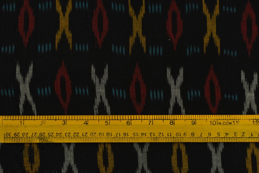 Shop Ikat Handloom Cotton Black  Fabric - Circle & Cross Design