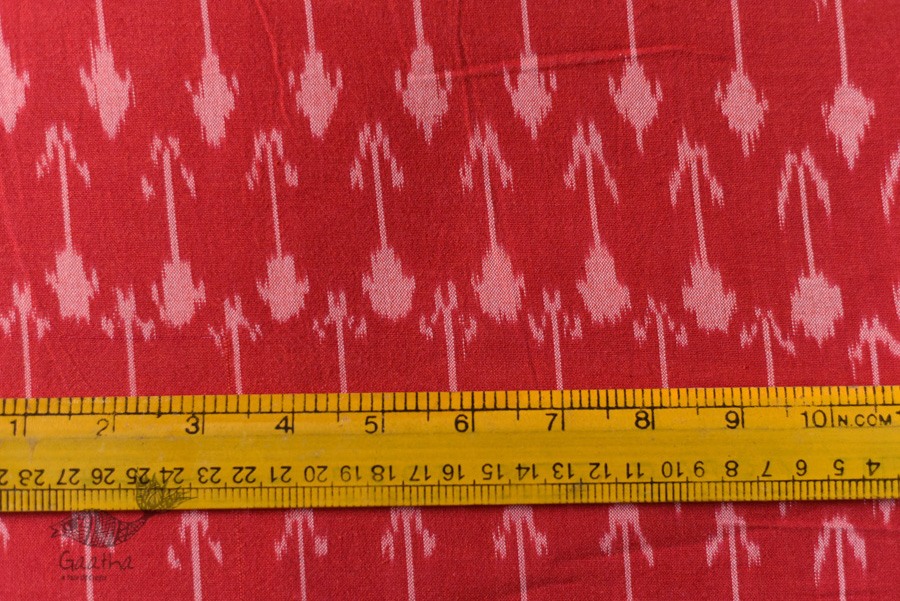 Shop Ikat Handloom Cotton Red Fabric - Arrow Motif