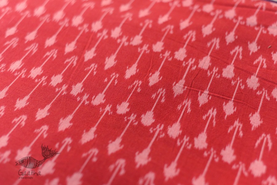 Shop Ikat Handloom Cotton Red Fabric - Arrow Motif