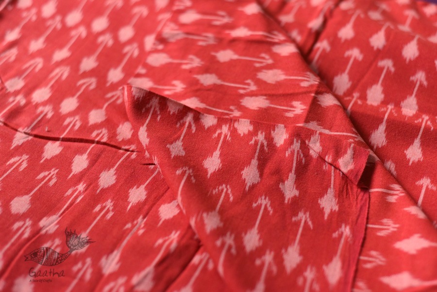 Shop Ikat Handloom Cotton Red Fabric - Arrow Motif