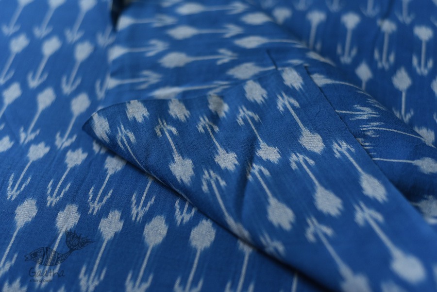 Shop Ikat Handloom Cotton Blue Fabric - Arrow Design Woven 