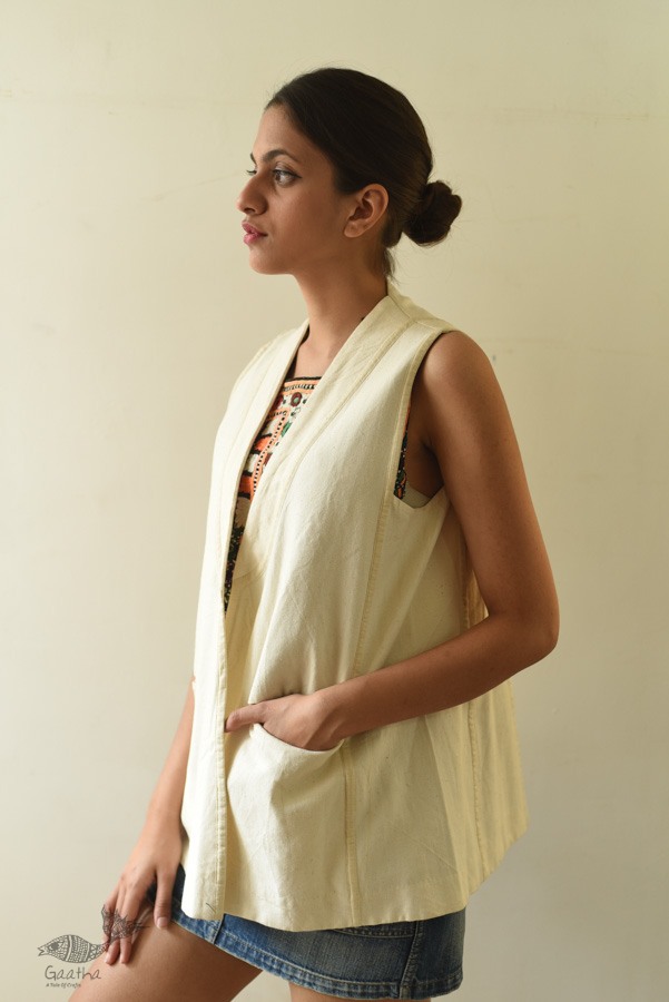 shop Handwoven Pure Cotton ~ Off White Shrug